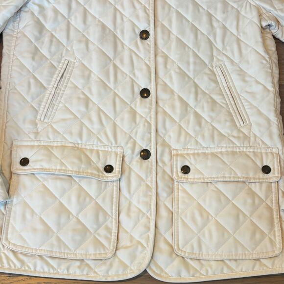 CHAPS Quilted Lightweight Barn Jacket Chore Coat Cream Womens Size Small - Picture 5 of 8